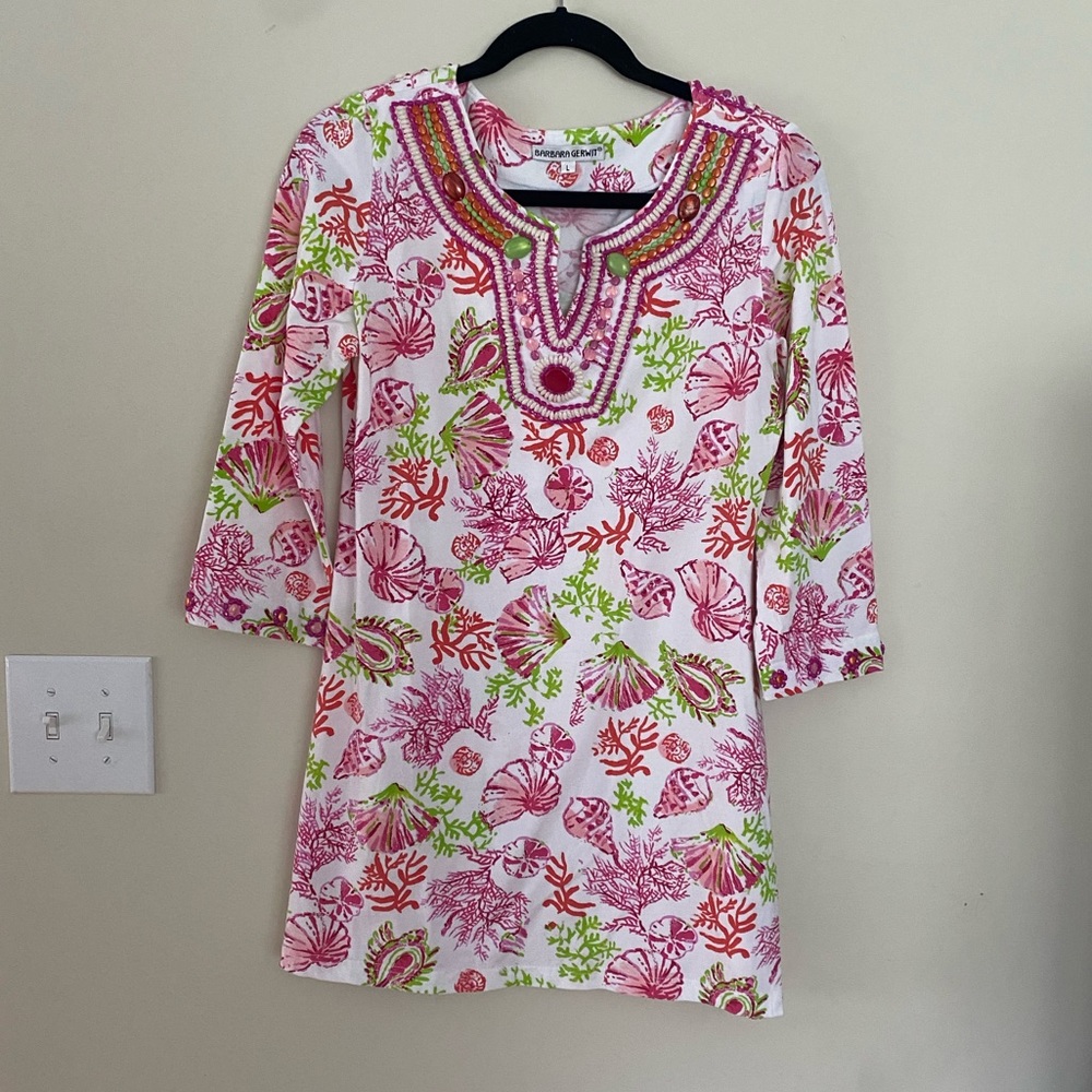 Barbara Gerwit Large Tunic Top with Beads and Shells